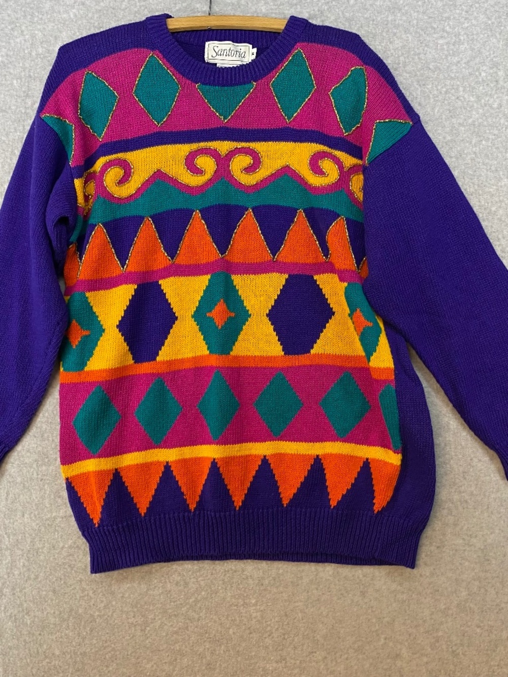 Vintage Santoria M Sweater Women’s Purple Embellished Pullover
